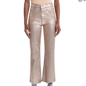 MOTHER Hustler Ankle Heavy Metal Flare Fray Jeans Never Worn Size 33